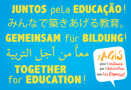 Slogan ensemble pour l'éducation dans plusieurs langues